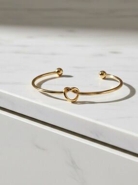 Love Knot Gold Tone Open Bangle Bracelet